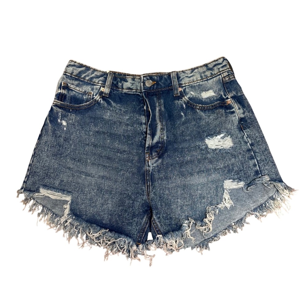 Wild Fable Highest Rise Distressed Denim Shorts Blue Acid Wash Size 12 NWT